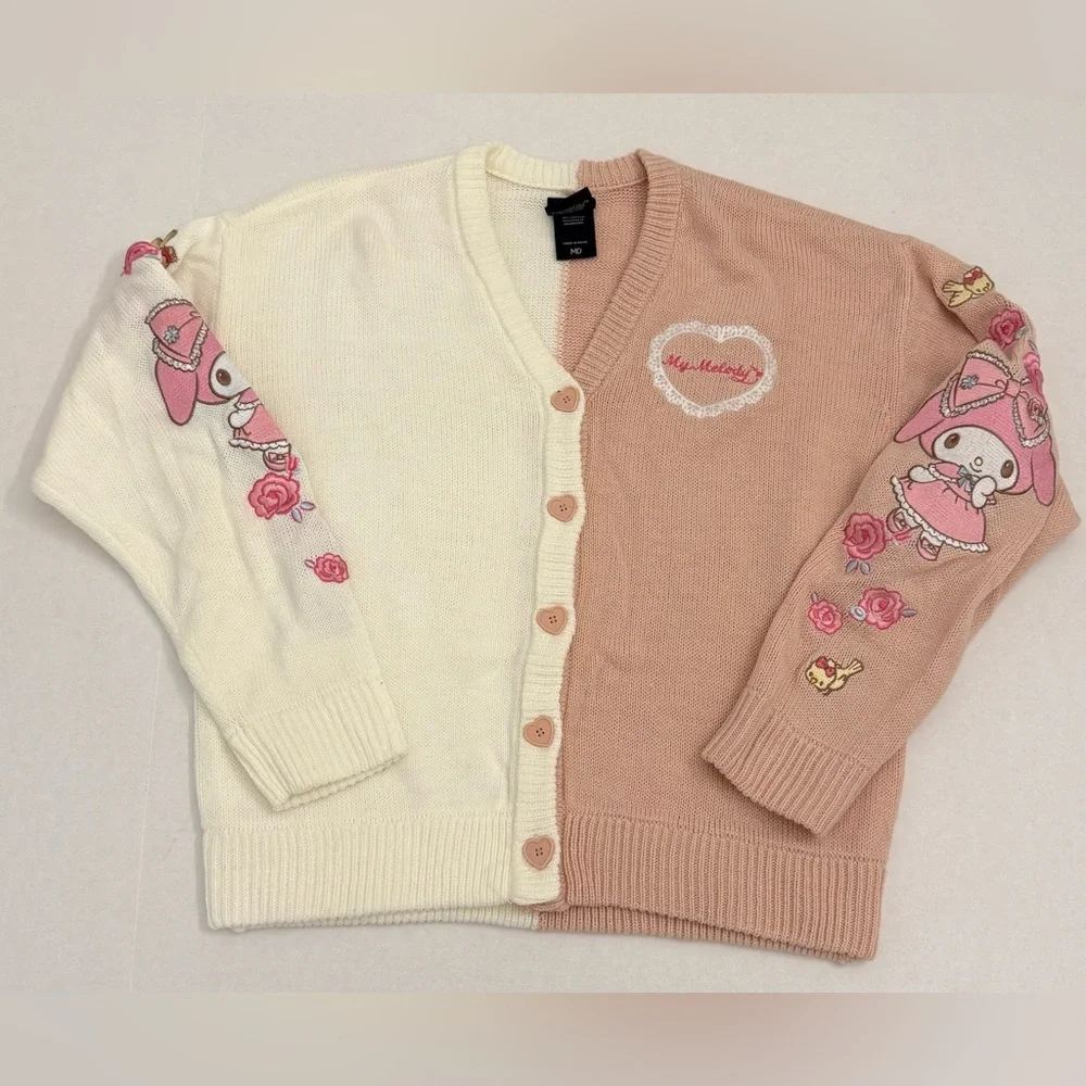 Sanrio My Melody Blush Pink & Creamy White Split Cardigan - Picture 1 of 8